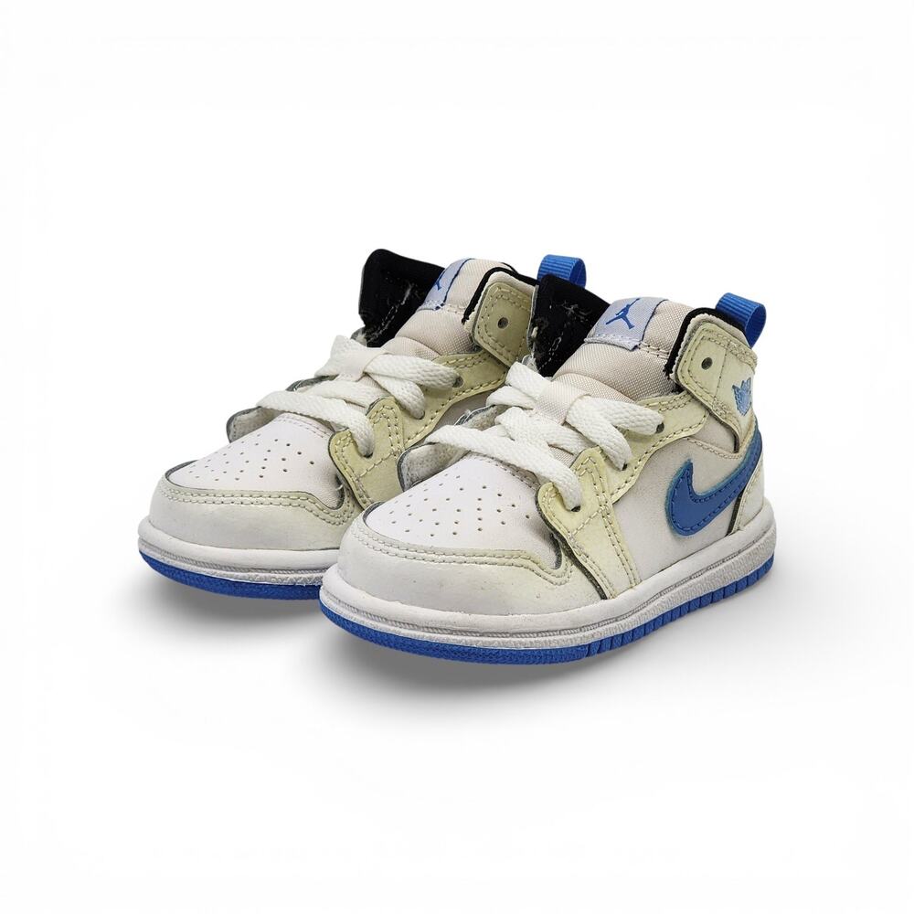 Nike Air Jordan 1 Mid BT Toddler White Legend Blue 640735-127 US 4.5C - New - Picture 2 of 8
